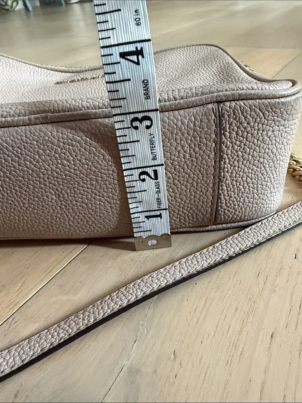 Michael Kors Taupe Pebbled Leather Crossbody with Gold Chain